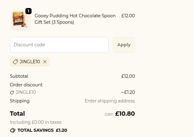 Screenshot of the Gnaw Chocolate discount code working