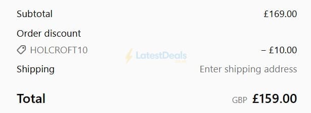 Screenshot of the Hollywood Mirrors discount code working
