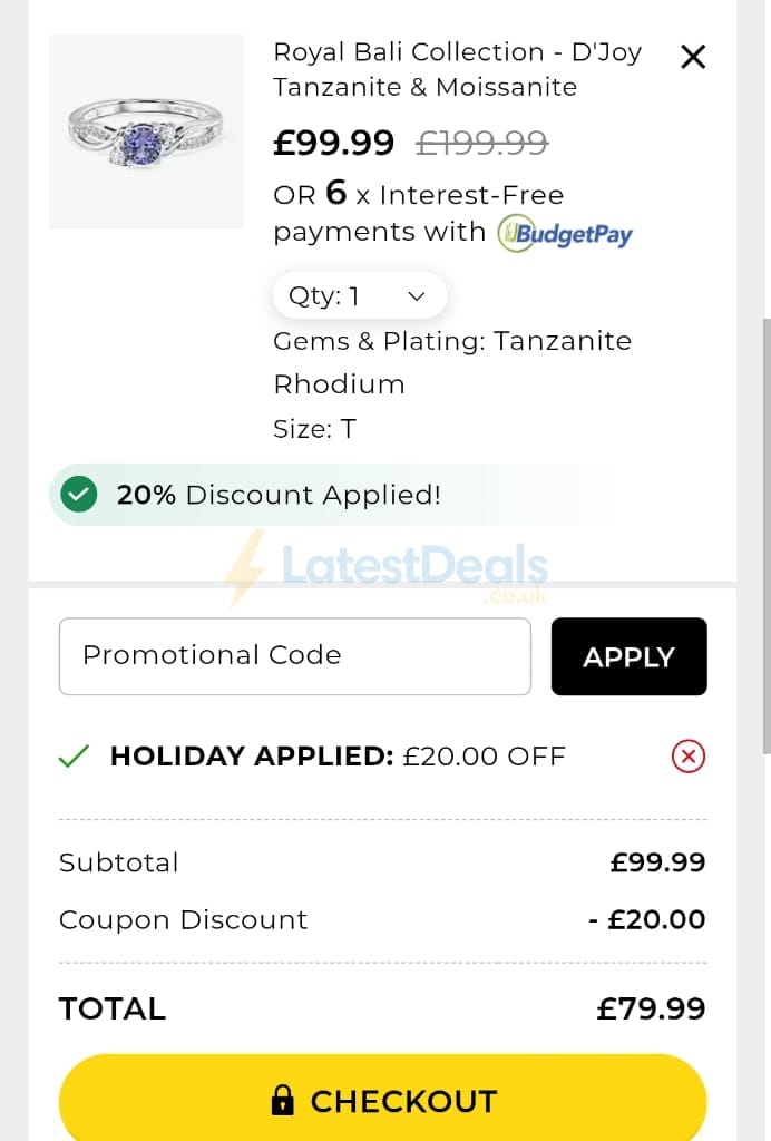 Screenshot of the TJC discount code working