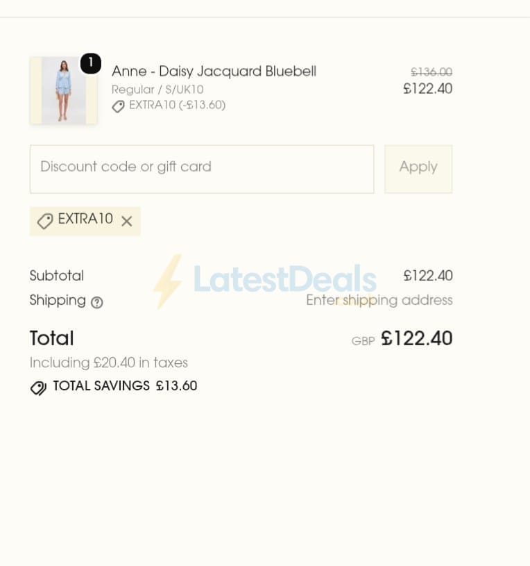 Screenshot of the Rixo discount code working