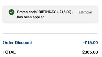 Screenshot of the Helena Rubinstein discount code working