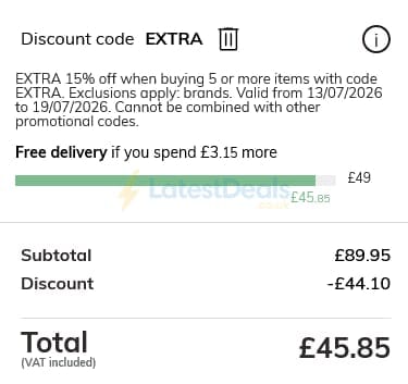 Screenshot of the Vertbaudet discount code working