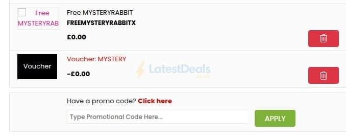 Screenshot of the Bondara discount code working