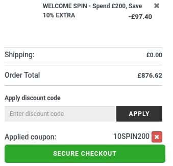Screenshot of the Newblinds.co.uk discount code working