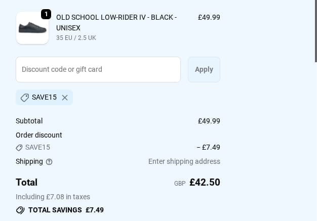 Screenshot of the Shoes For Crews discount code working