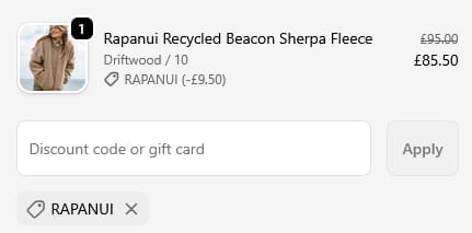 Screenshot of the Plastic Freedom discount code working