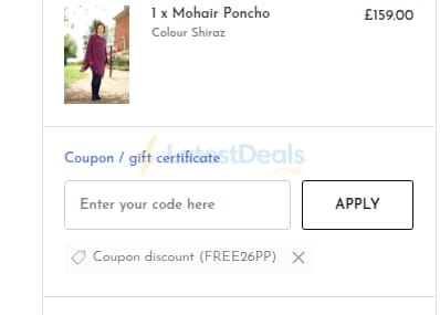 Screenshot of the James Alexander Clothing discount code working