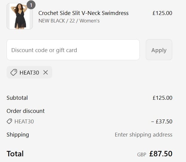 Screenshot of the OneStopPlus discount code working