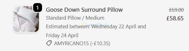 Screenshot of the The Fine Bedding Company discount code working