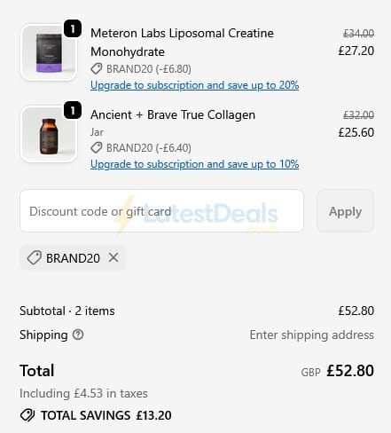 Screenshot of the W-Wellness discount code working