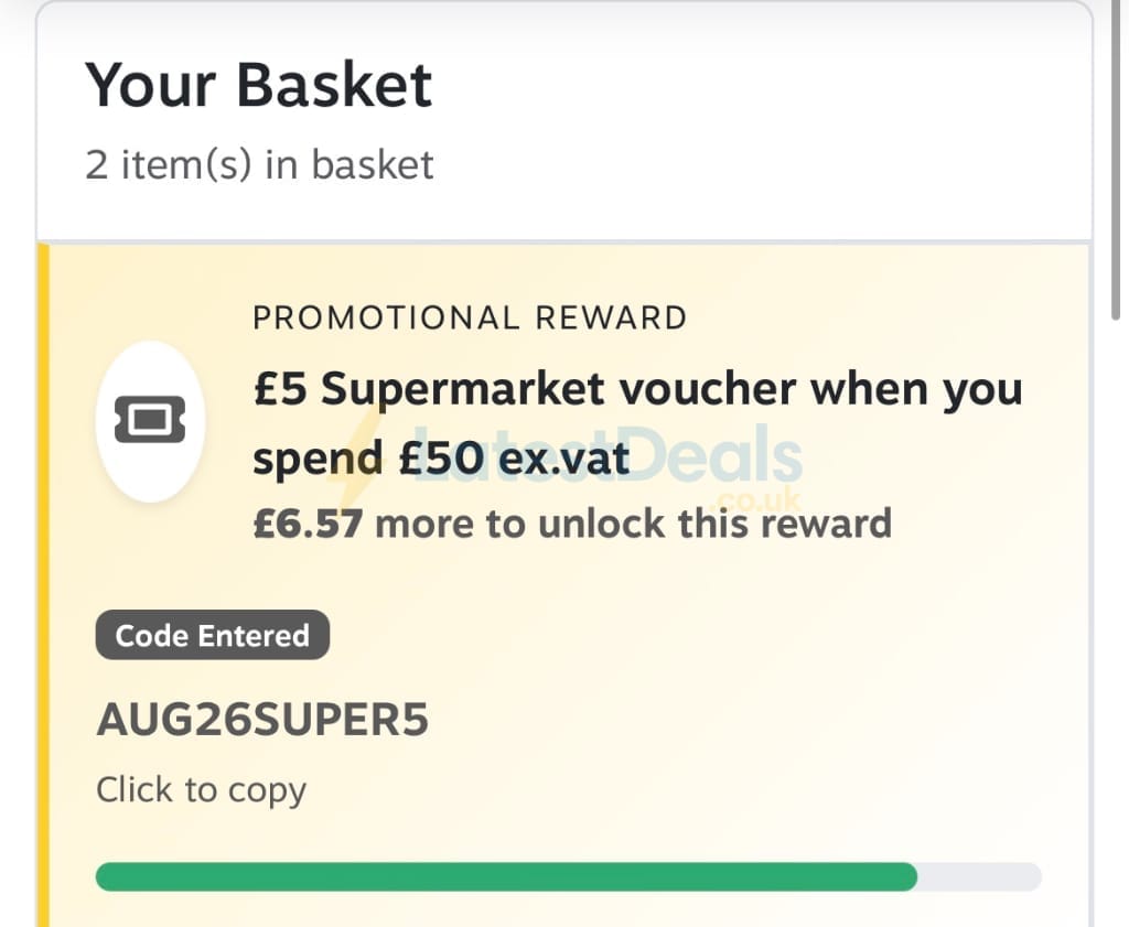 Screenshot of the Staples discount code working