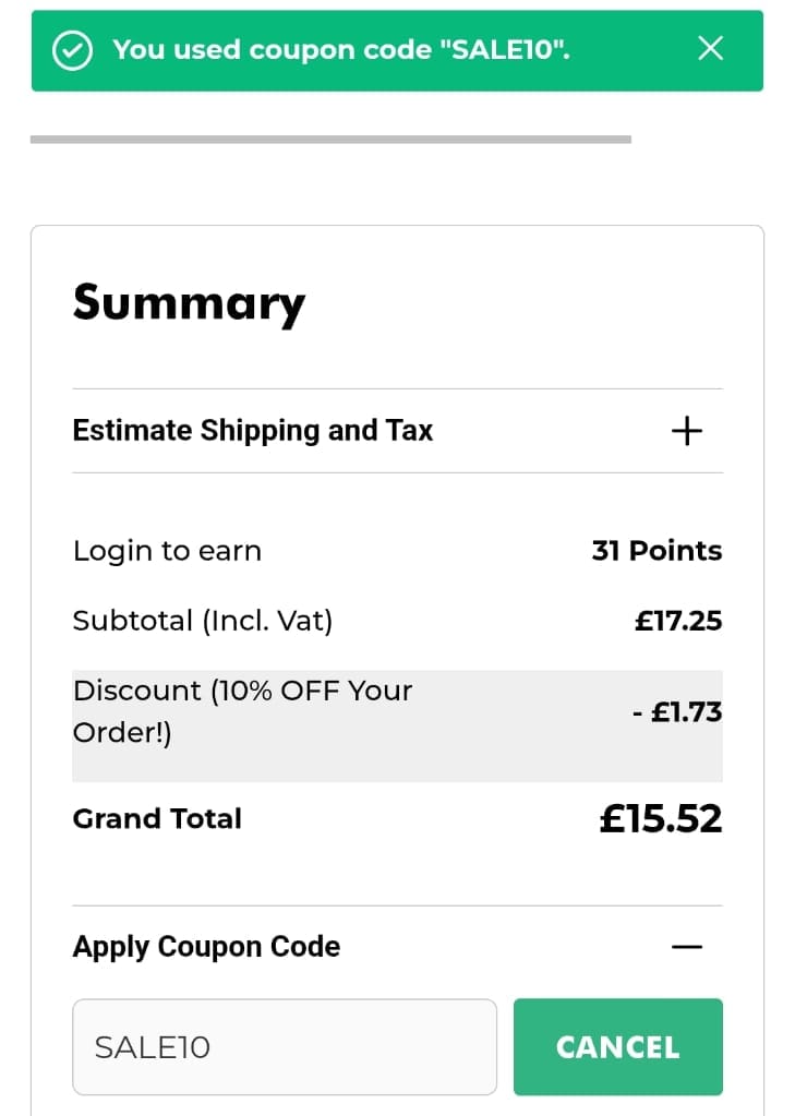 Screenshot of the Ivel Valley Bird Food discount code working