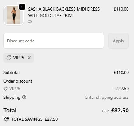Screenshot of the Honor Gold discount code working
