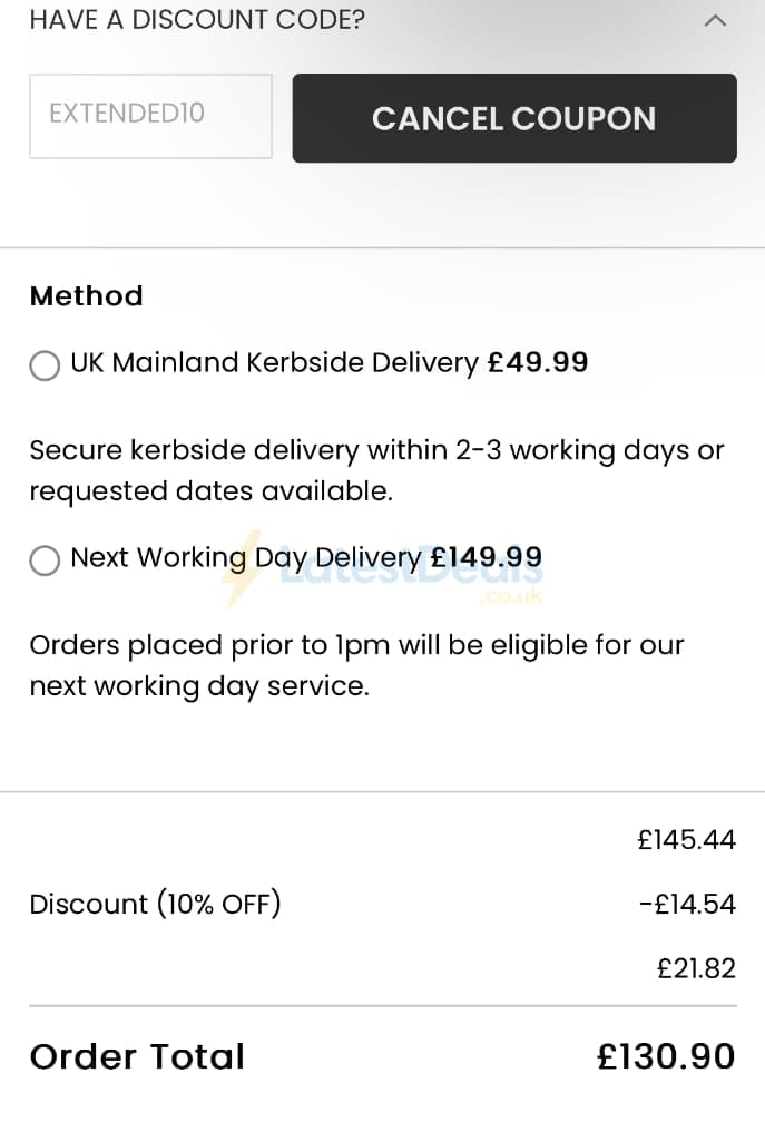 Screenshot of the Lumber King Flooring discount code working