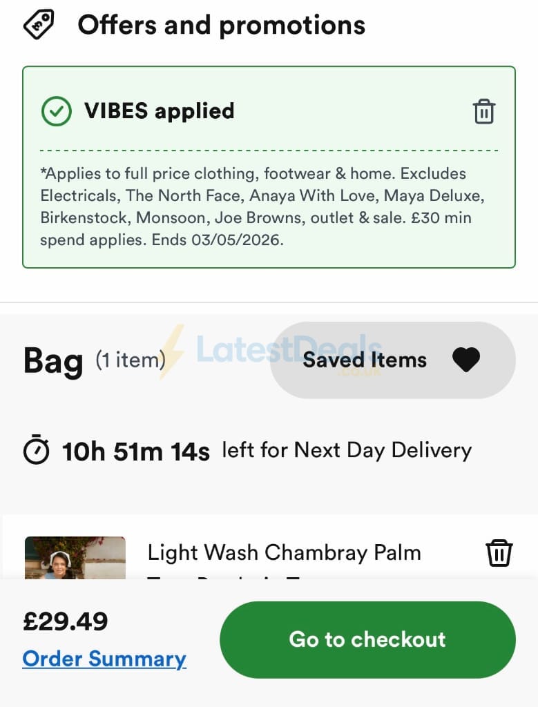 Screenshot of the Simply Be discount code working
