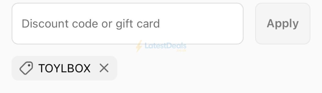 Screenshot of the Toyl discount code working