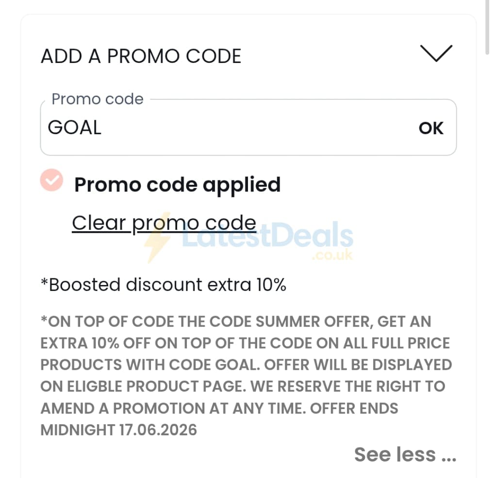 Screenshot of the La Redoute discount code working