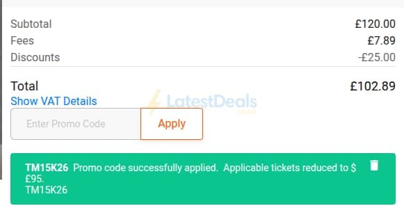 Screenshot of the Tough Mudder discount code working