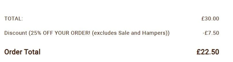Screenshot of the Lily O'Brien's discount code working