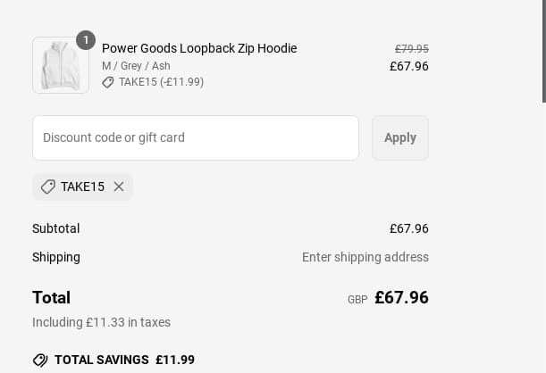 Screenshot of the Urbanindustry discount code working