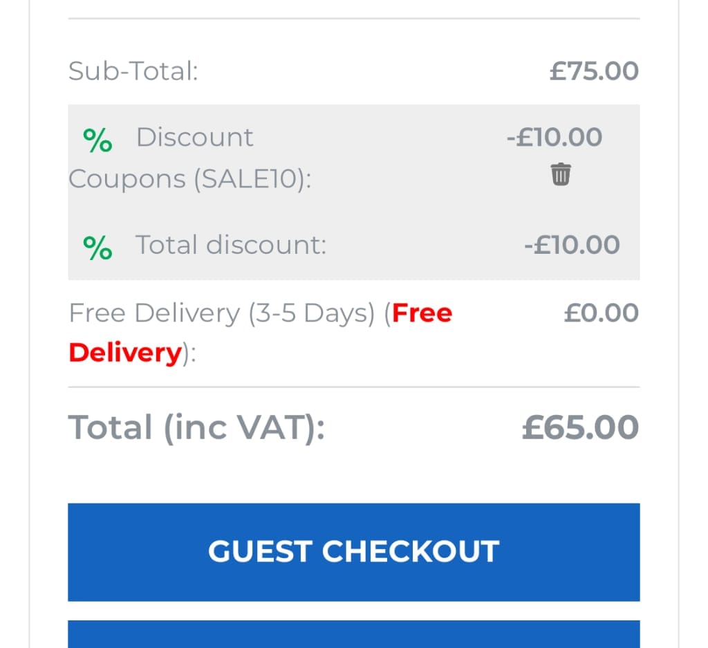 Screenshot of the Duke Direct discount code working