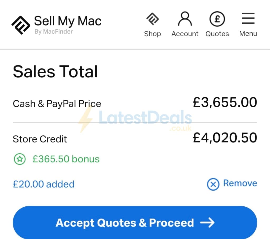 Screenshot of the MacFinder discount code working