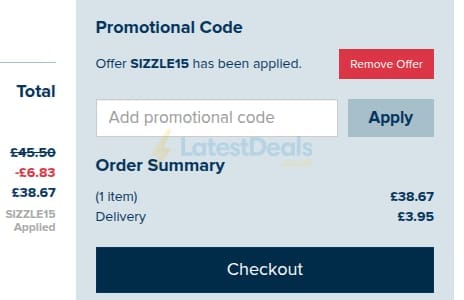 Screenshot of the Weird Fish discount code working