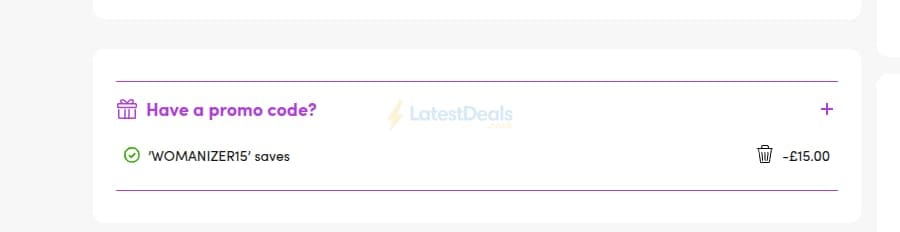 Screenshot of the Lovehoney discount code working