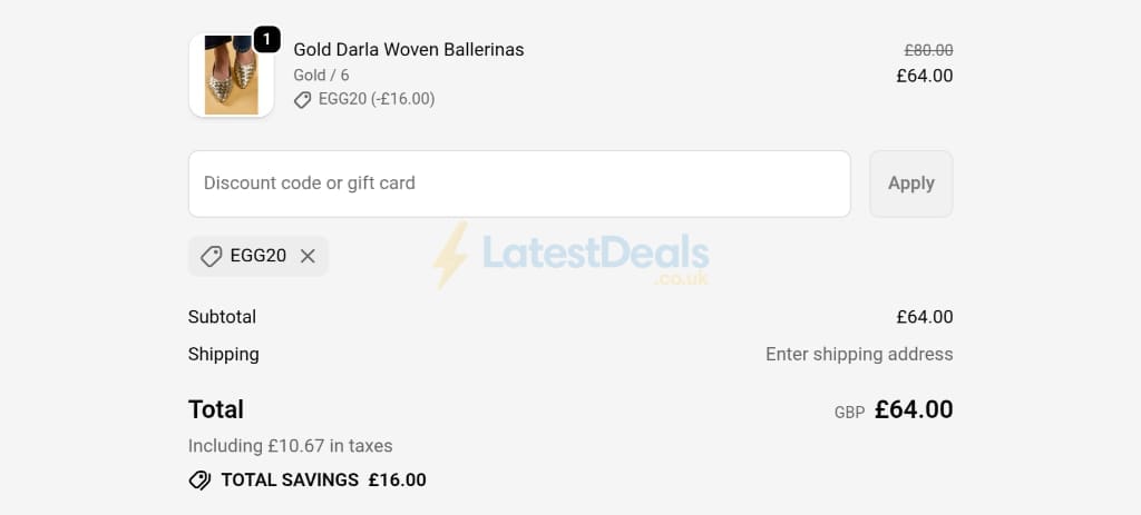 Screenshot of the Hush Puppies discount code working