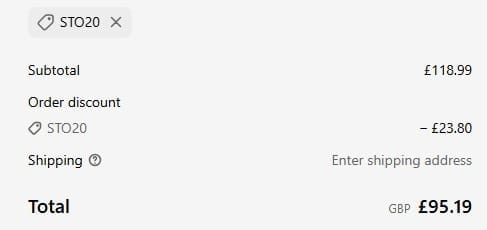 Screenshot of the SAKER discount code working
