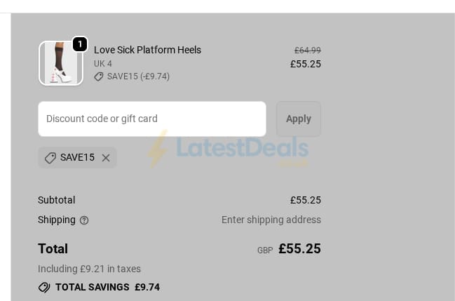 Screenshot of the Lamoda discount code working
