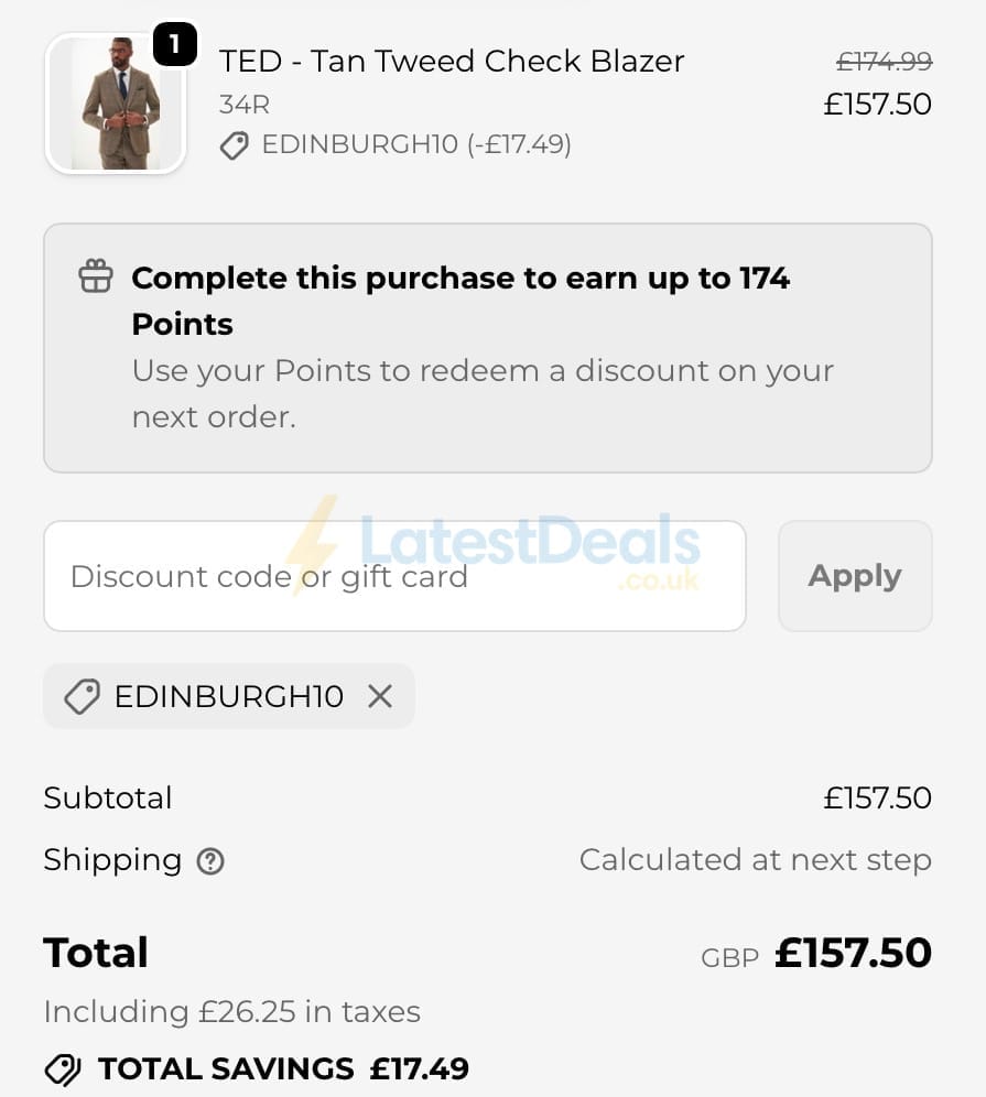 Screenshot of the Marc Darcy discount code working
