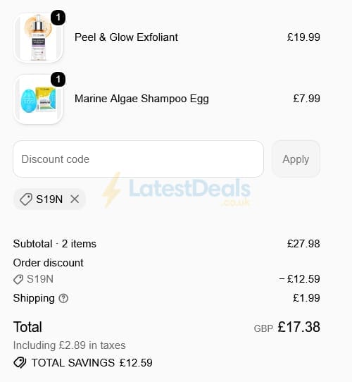 Screenshot of the Procoal discount code working