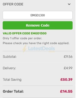Screenshot of the Gardening Direct discount code working