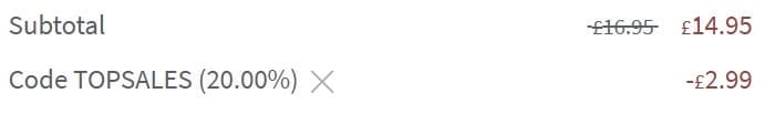 Screenshot of the Stikets discount code working