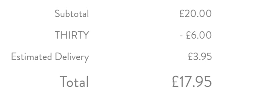 Screenshot of the Sass & Belle discount code working