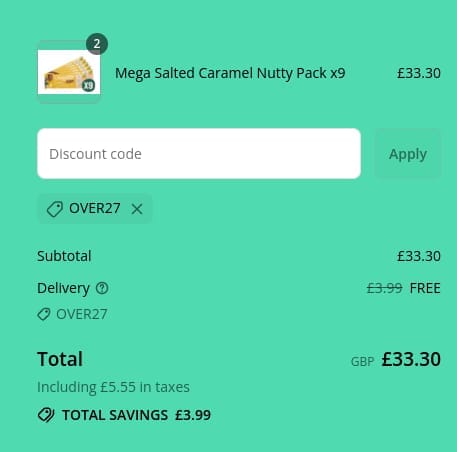 Screenshot of the Caroboo discount code working