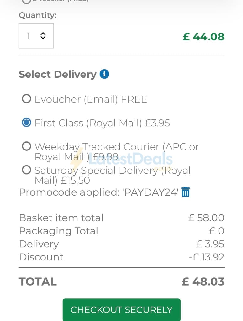 Screenshot of the Into The Blue discount code working