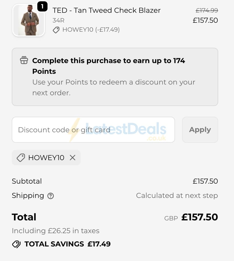 Screenshot of the Marc Darcy discount code working