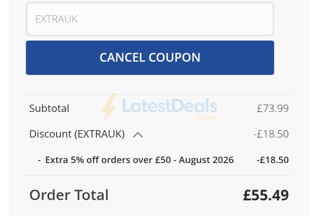 Screenshot of the Metagenics UK discount code working