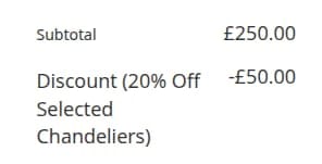 Screenshot of the Lighting Direct discount code working