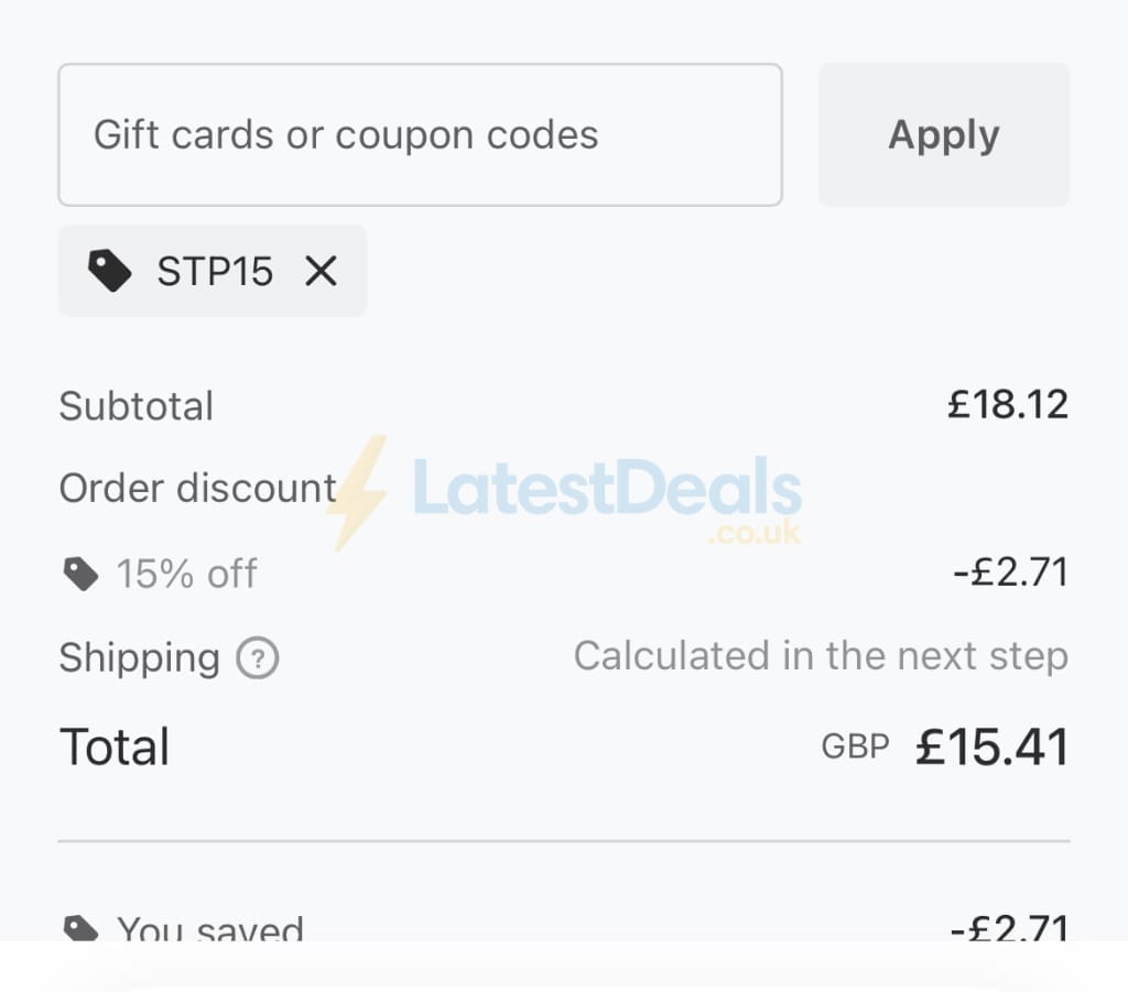Screenshot of the Soufeel discount code working