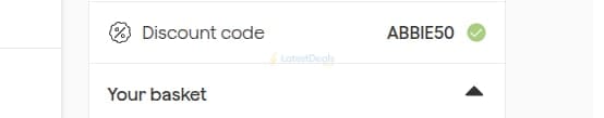 Screenshot of the Frive discount code working