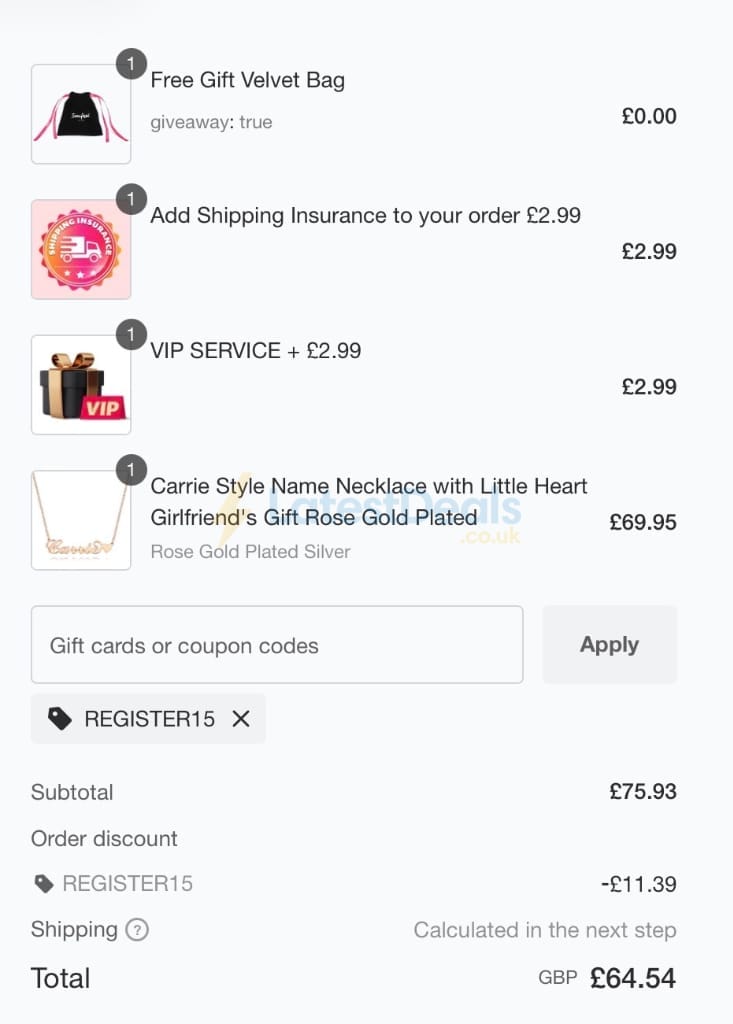 Screenshot of the Soufeel discount code working