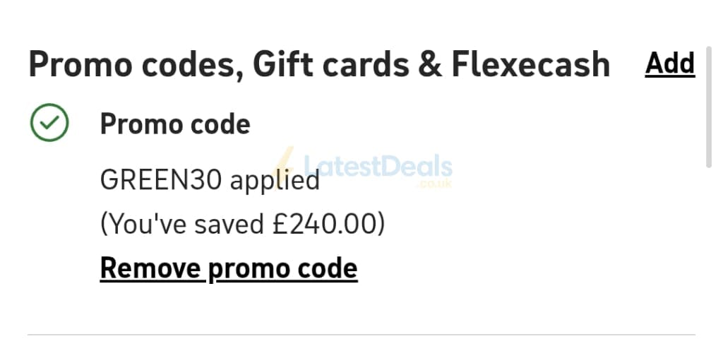 Screenshot of the Habitat discount code working