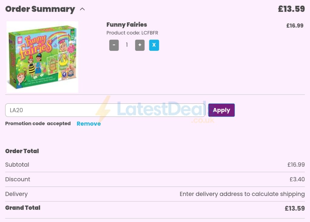 Screenshot of the Happy Puzzle discount code working