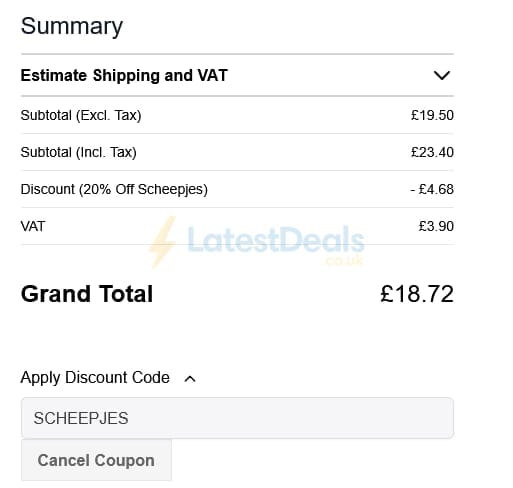 Screenshot of the WoolBox discount code working