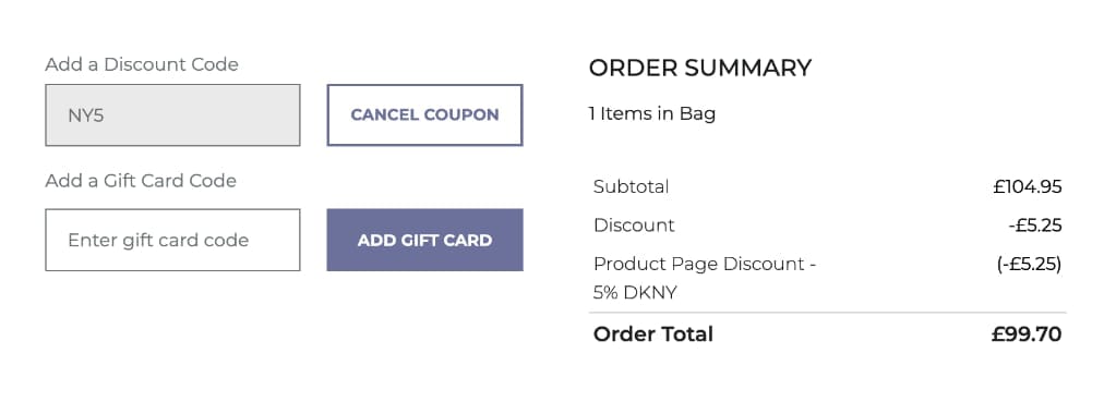 Screenshot of the House Of Watches discount code working