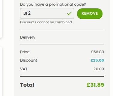 Screenshot of the Hooray Heroes discount code working