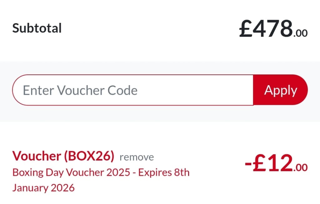 Screenshot of the Drumshack discount code working